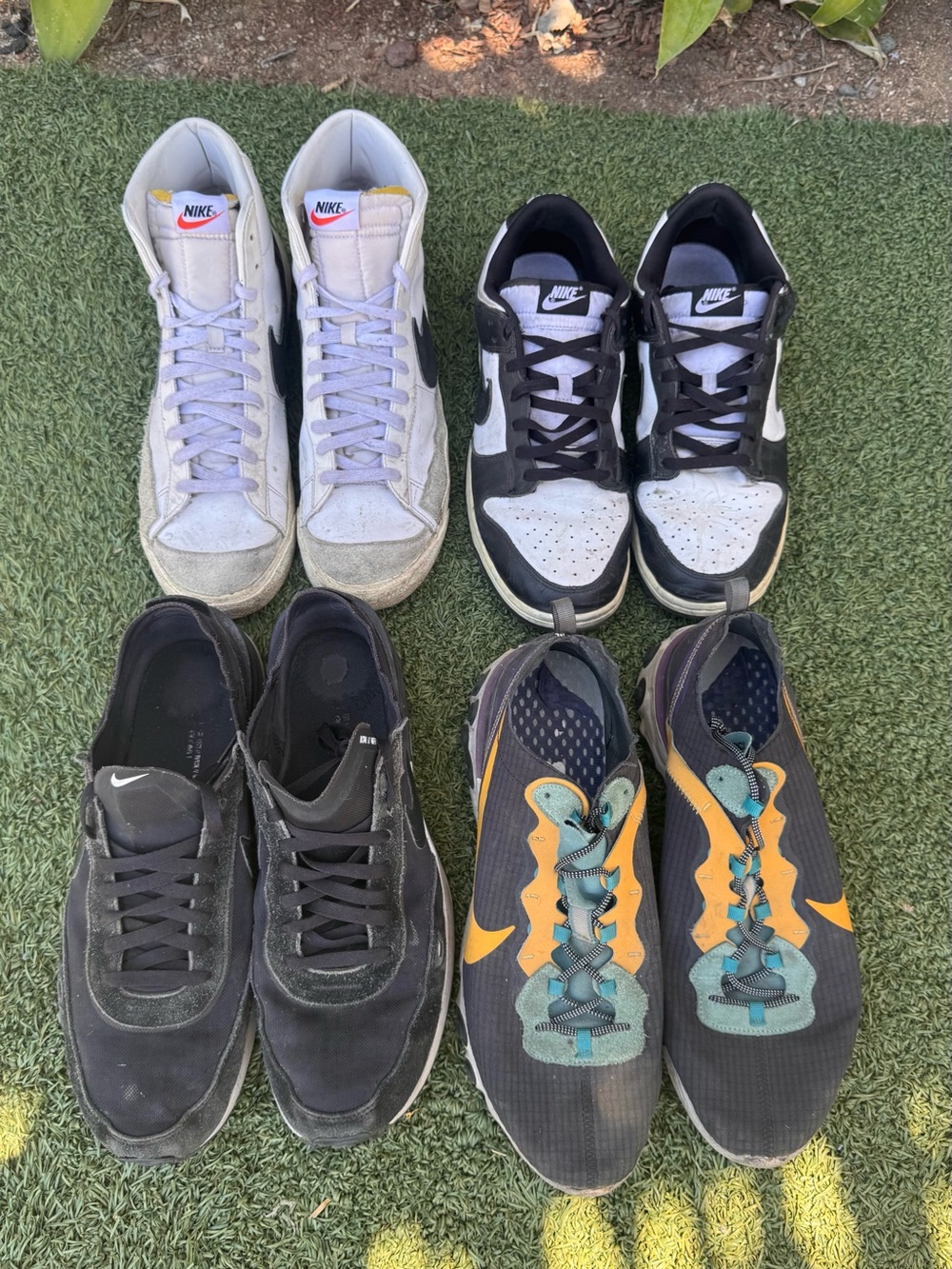 Nike Sneaker Bundle Lot (4 Pairs) Dunk Low, Blazer Mid, Waffle One React Element